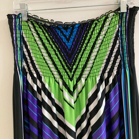 Bailey Blue Strapless Maxi Dress Size M Smocked Striped Multicolor Y2K 90s - Picture 5 of 6